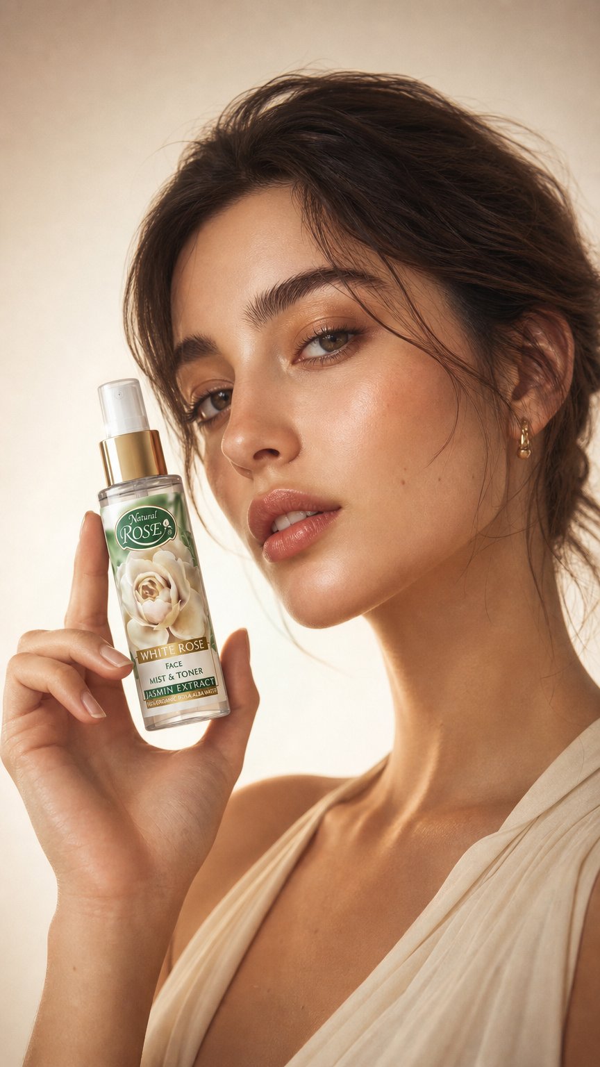 AI product shot of FACIAL MIST WHITE ROSE&CAVIAR