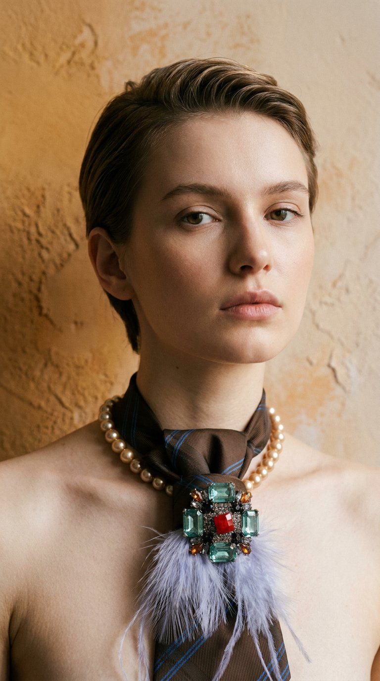 AI product shot of Tie Necklace - Federspiel