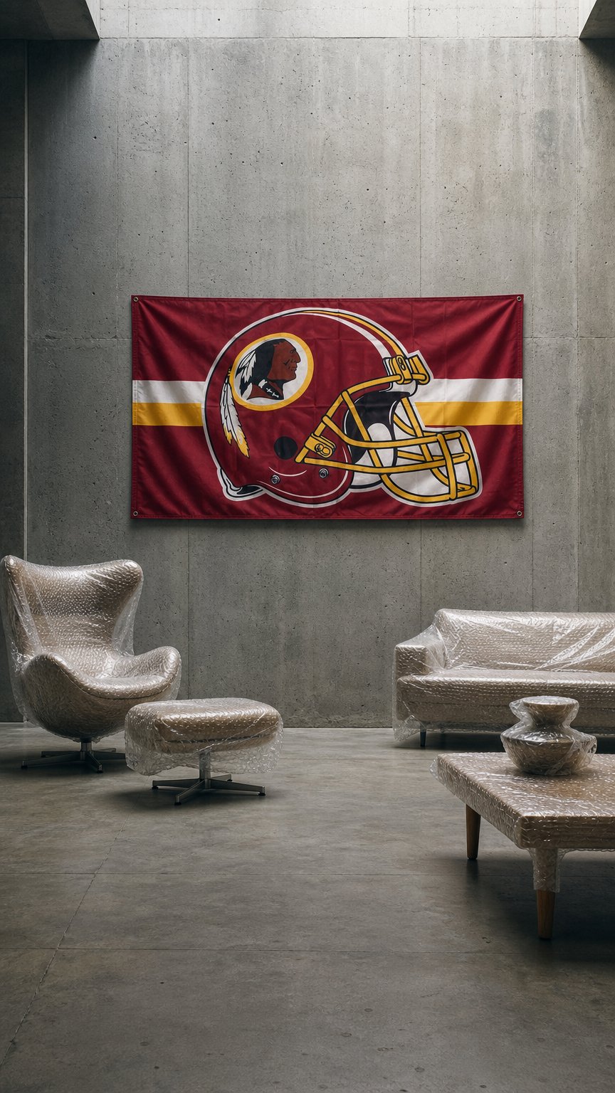 AI product shot of Washington Redskins Helmet & Stripe Flag D-Rings 3×5 FT