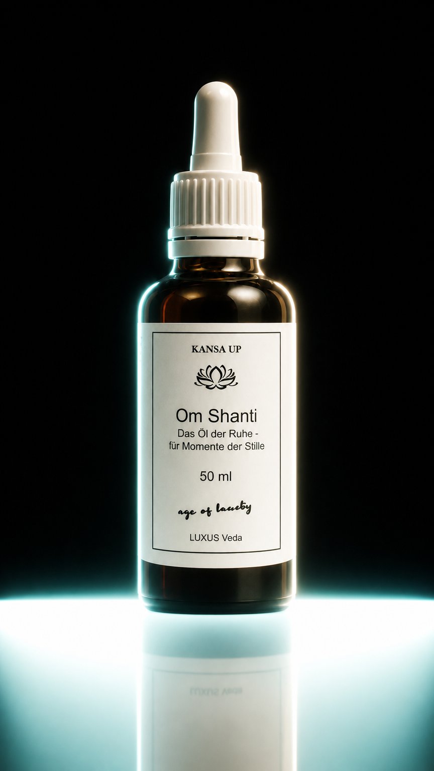 AI product shot of Om Shanti – Das Öl der Ruhe