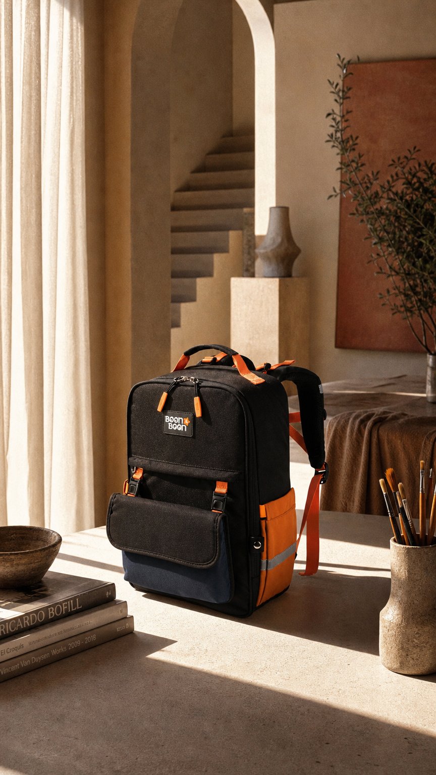 AI product shot of Discovery – Midnight Black Kids School Bag