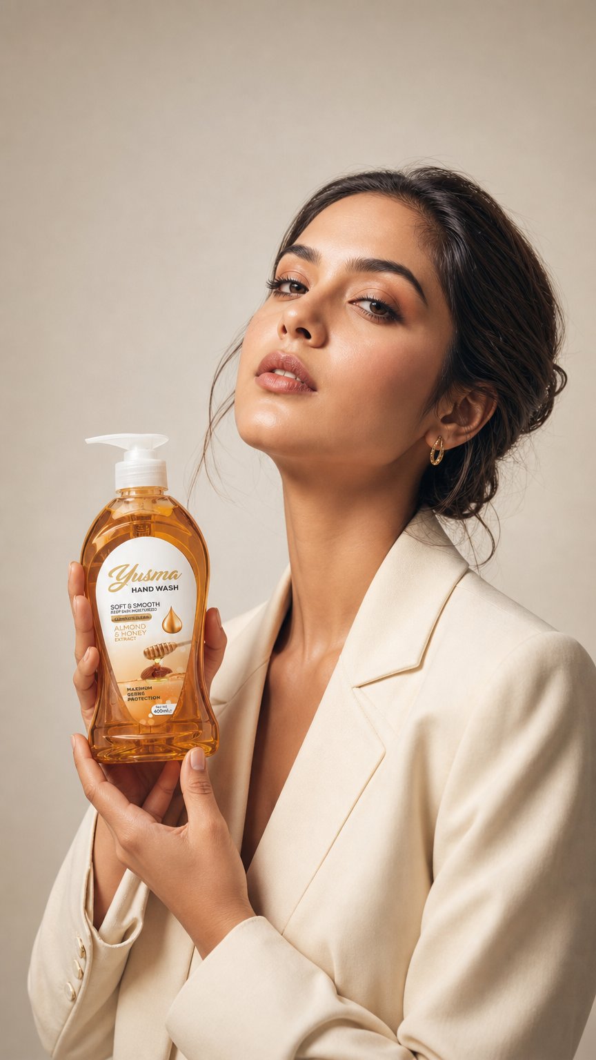 AI product shot of Yusma Hand Wash Almond & Honey Extract 400ml