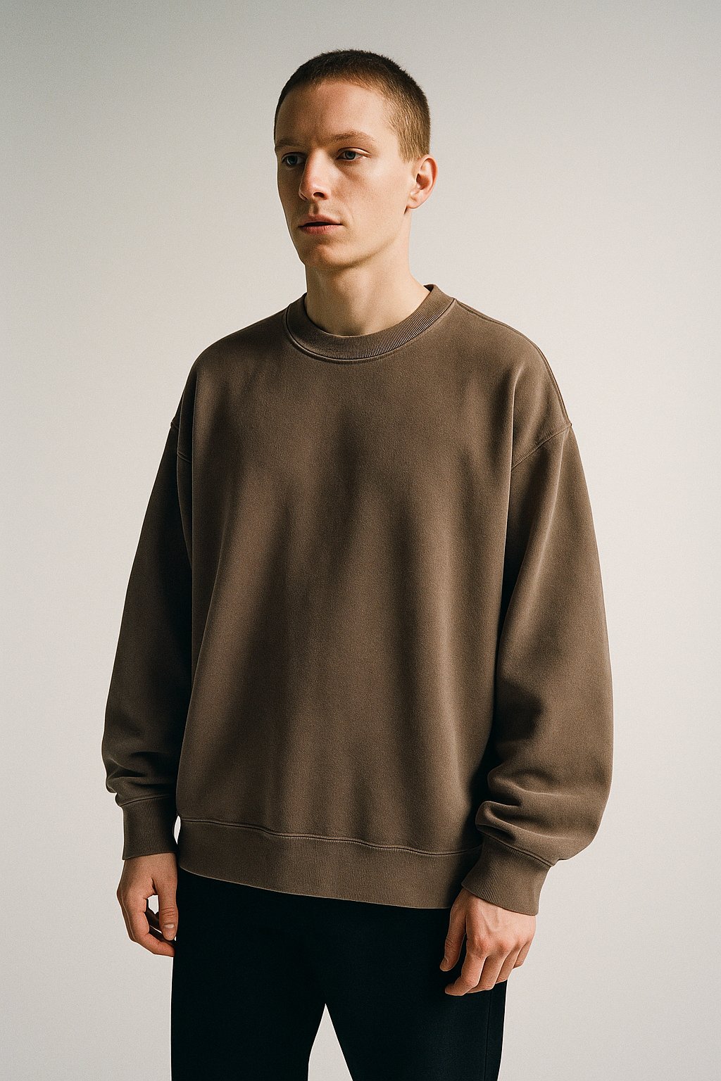 AI product shot of OVERSIZED CORE CREWNECK