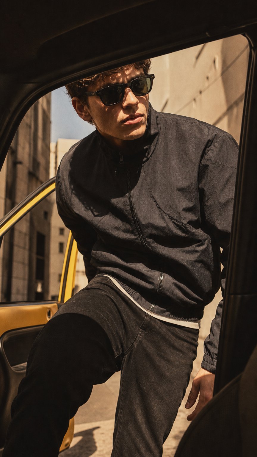 AI product shot of Vented OS Track Jacket (Black)