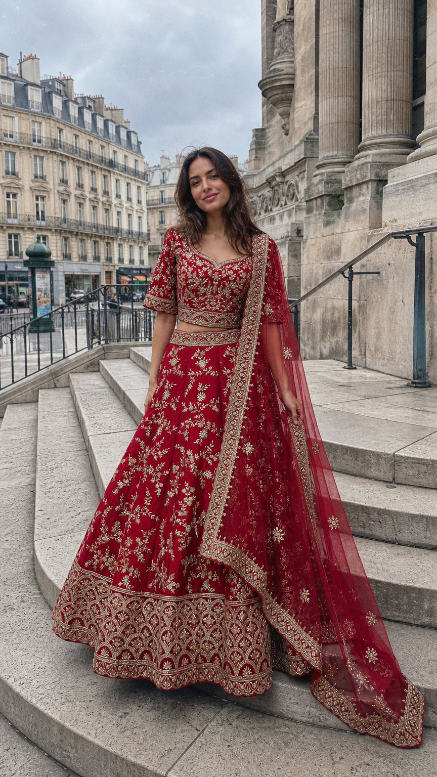 AI product shot of KAHANI Bridal Lehenga Set