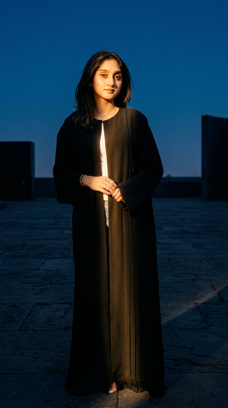 AI product shot of Nergiz abaya NRUS4034