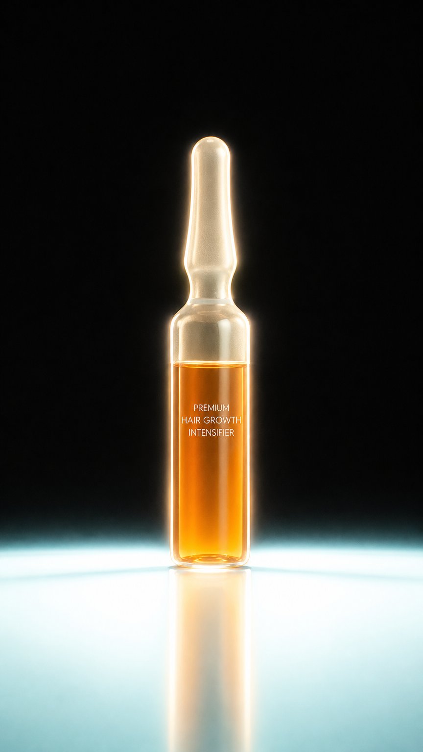 AI product shot of RootForge™ Hair Ampoules