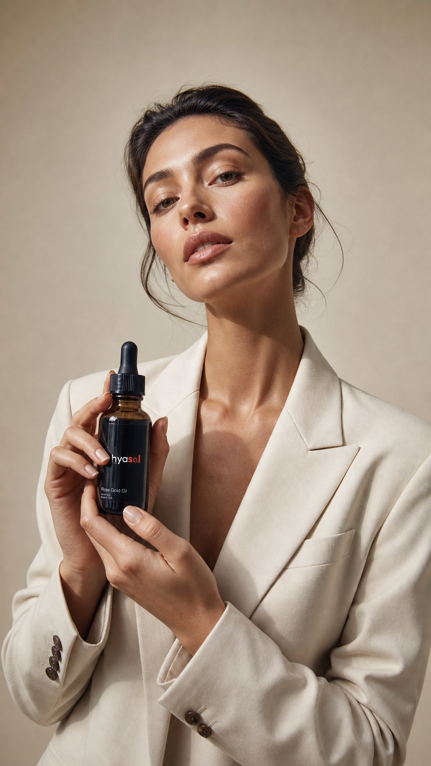 AI product shot of Anti-aging Rose Gold Oil