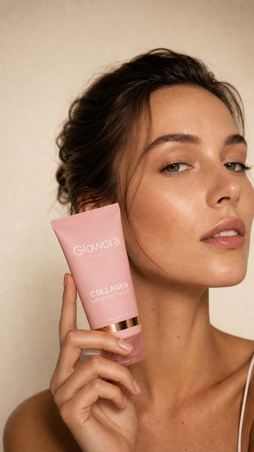 AI product shot of Bio-Collageen Masker + Kwast