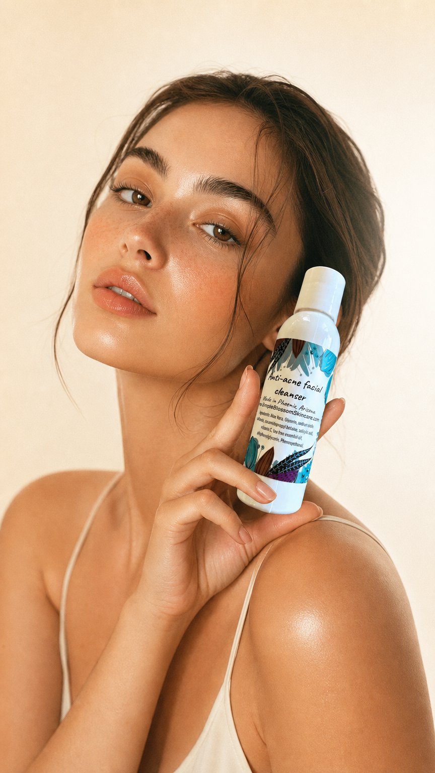 AI product shot of Anti -acne facial cleanser 4oz with push cap