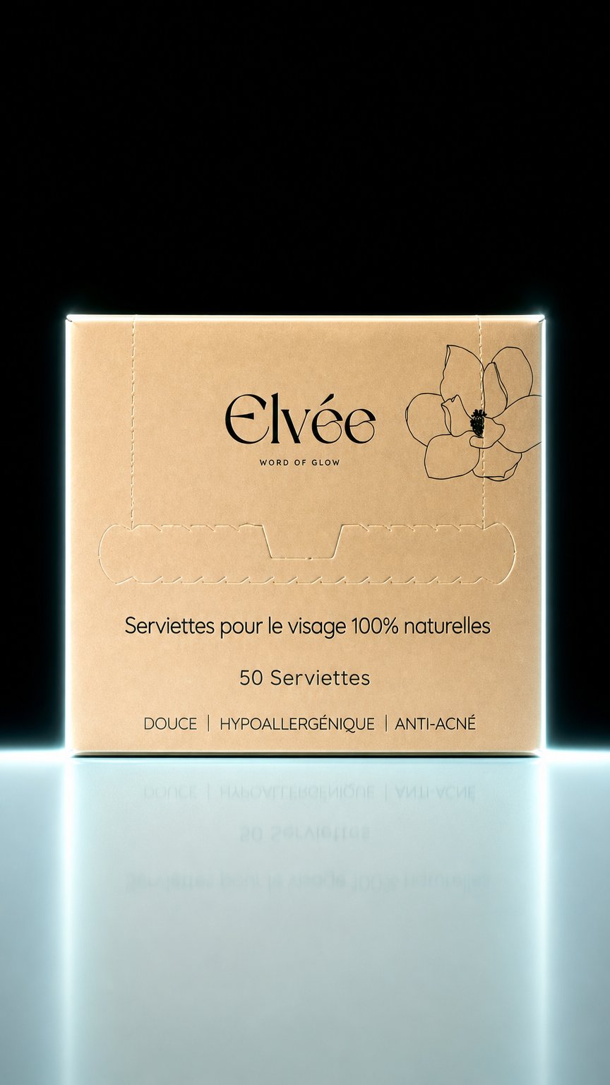 AI product shot of Serviettes Visage Biodégradables Format Familial