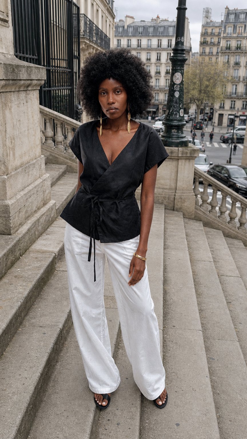 AI product shot of Asili Wrap Top - Black