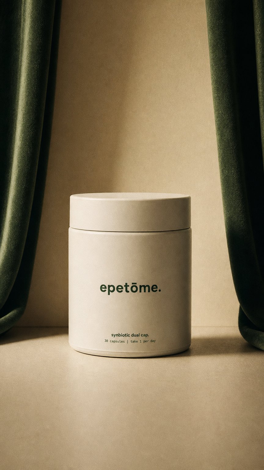 AI product shot of synbiotic dual cap.