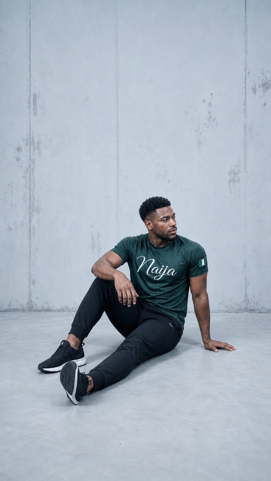 AI product shot of Nigeria Rashguard – KYN Fightwear (MMA / BJJ)