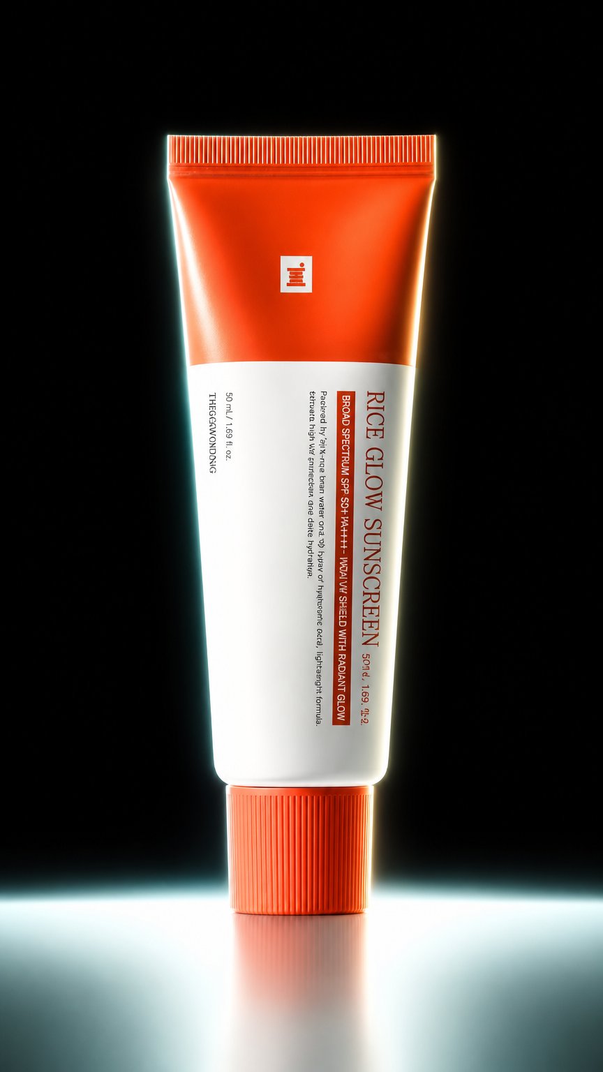 AI product shot of TOSOWOONG Rice Glow Sunscreen, SPF50+ Broad Spectrum Korean Sunscreen for Face, Dewy Finish No White Cast, Glass Skin Hydrating SPF Moisturizer with Rice Water & Hyaluronic Acid, 50ml / 1.69 fl. oz.