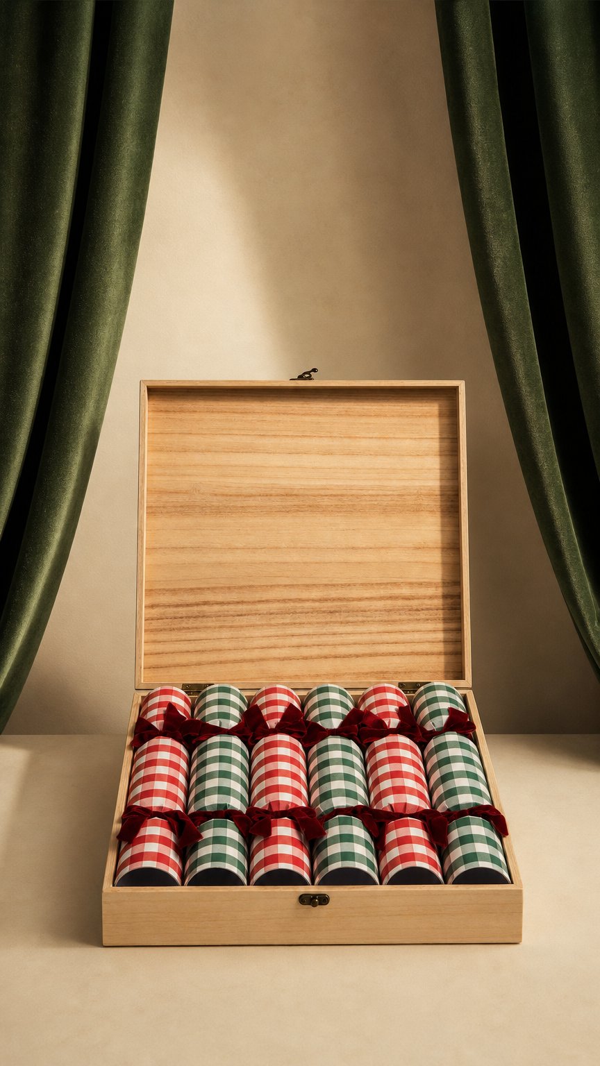 AI product shot of Wooden Christmas Cracker Box