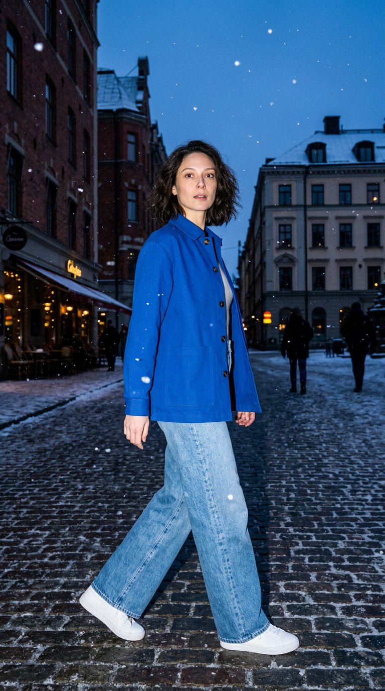 AI product shot of Marcel Electric blue unisex jacket