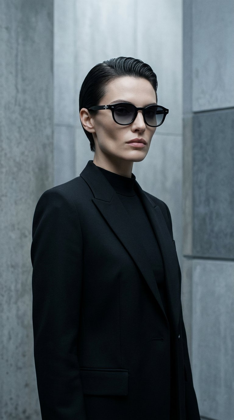 AI product shot of Unisex Metal Frameless Polygonal Clear Lens Glasses, Suitable For Office, Computer Work, Decoration, Reading Newspapers, Lightweight And Comfortable