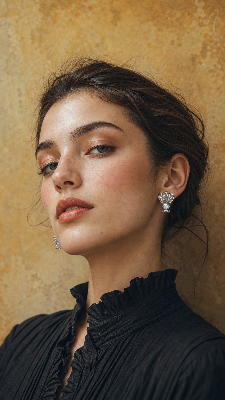 AI product shot of 1960s Filligree AB Crystal Earrings