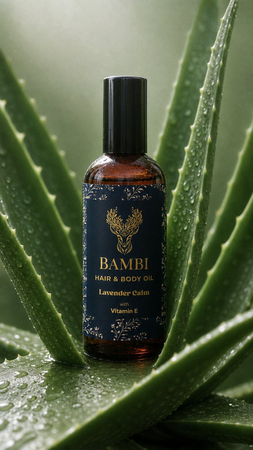 AI product shot of Bambi Hair & Body Oil