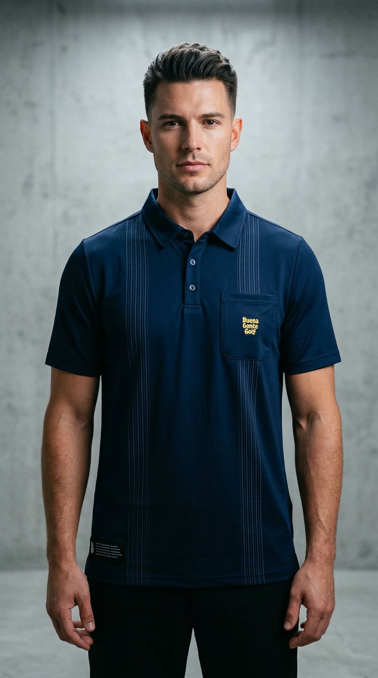 AI product shot of Guayabera Golf Polo - Azul