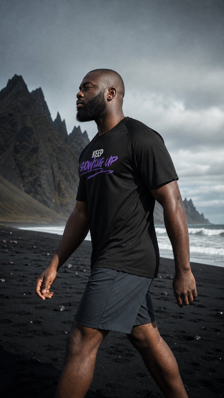 AI product shot of Keep Showing Up Sports Jersey - Black