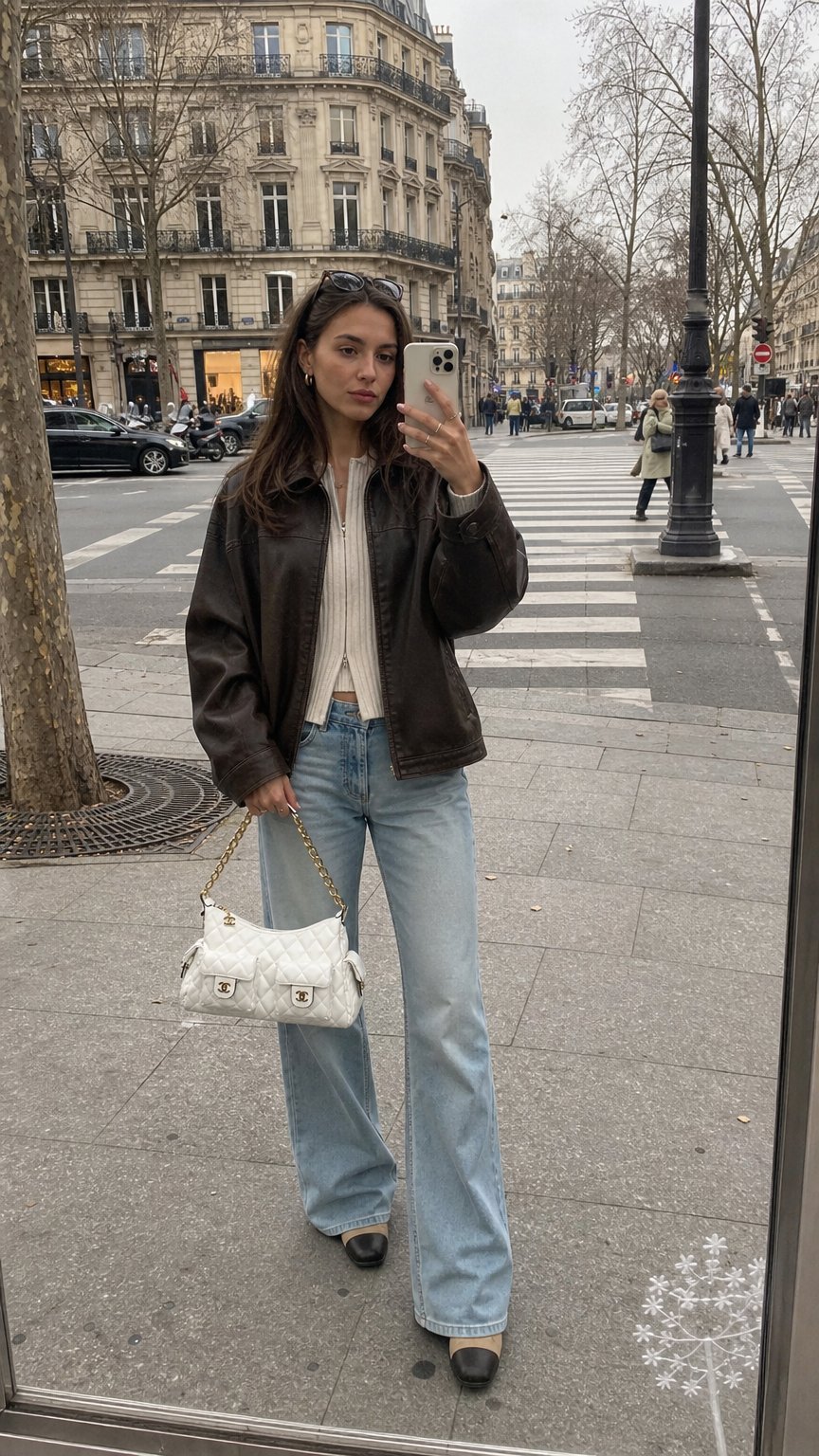 AI product shot of Chanel Shiny Trendy Pockets Hobo White