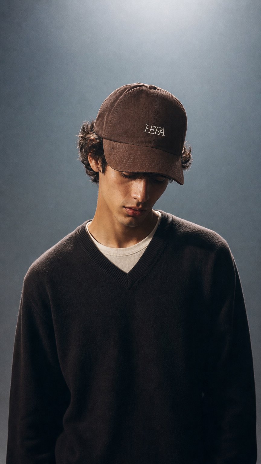 AI product shot of DAD-HAT “HERA” BROWN