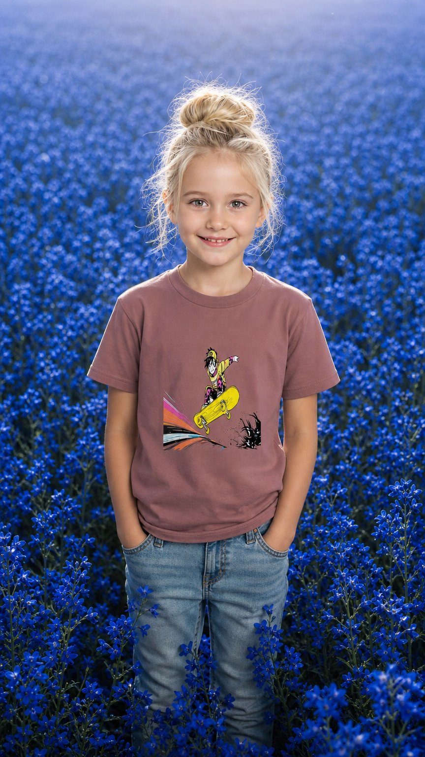 AI product shot of Cool Skateboard Anime T-Shirt, Manga Street Style Character, Ride Your Own Wave