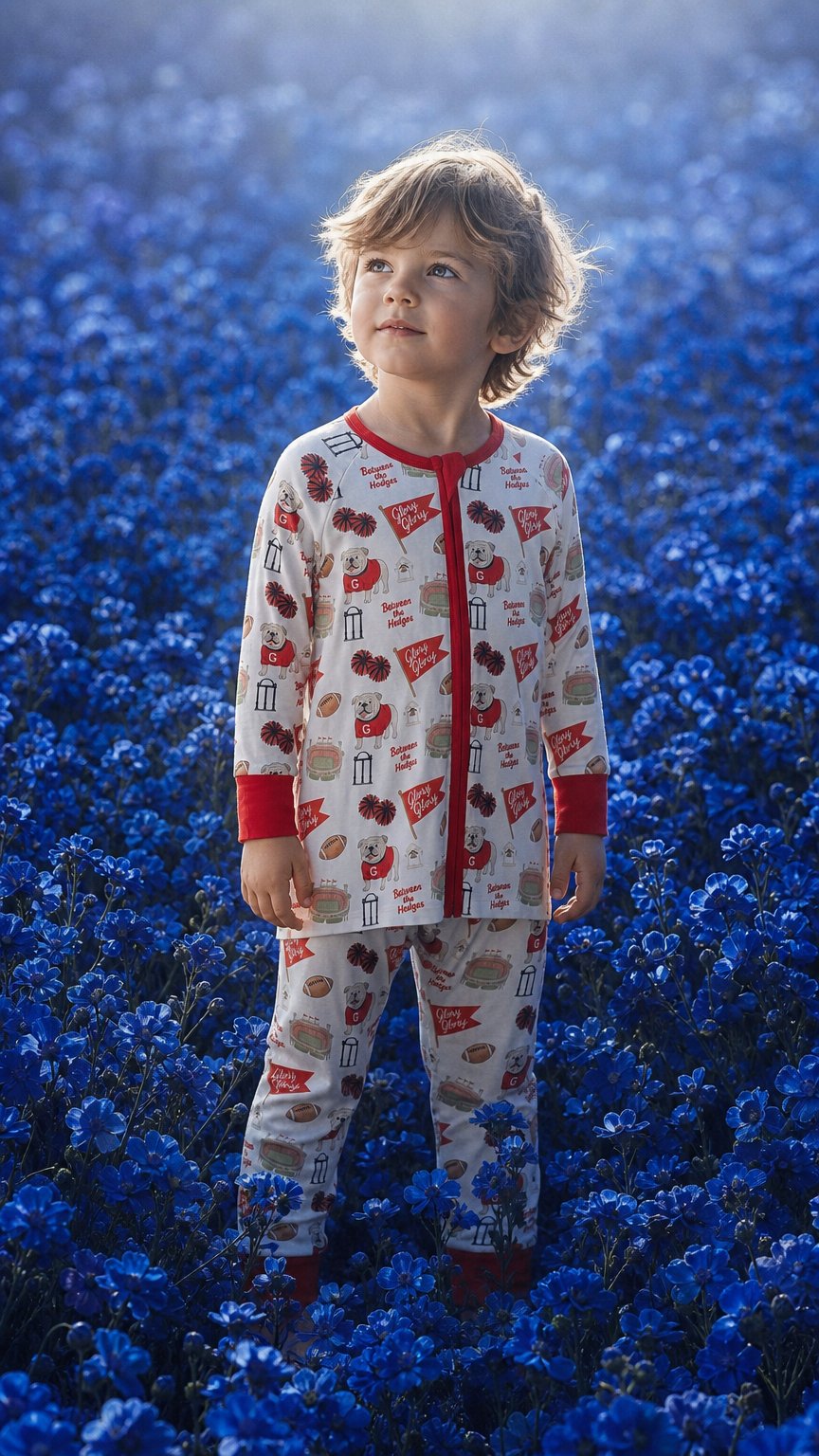 AI product shot of Georgia Game Day Bamboo Pajamas