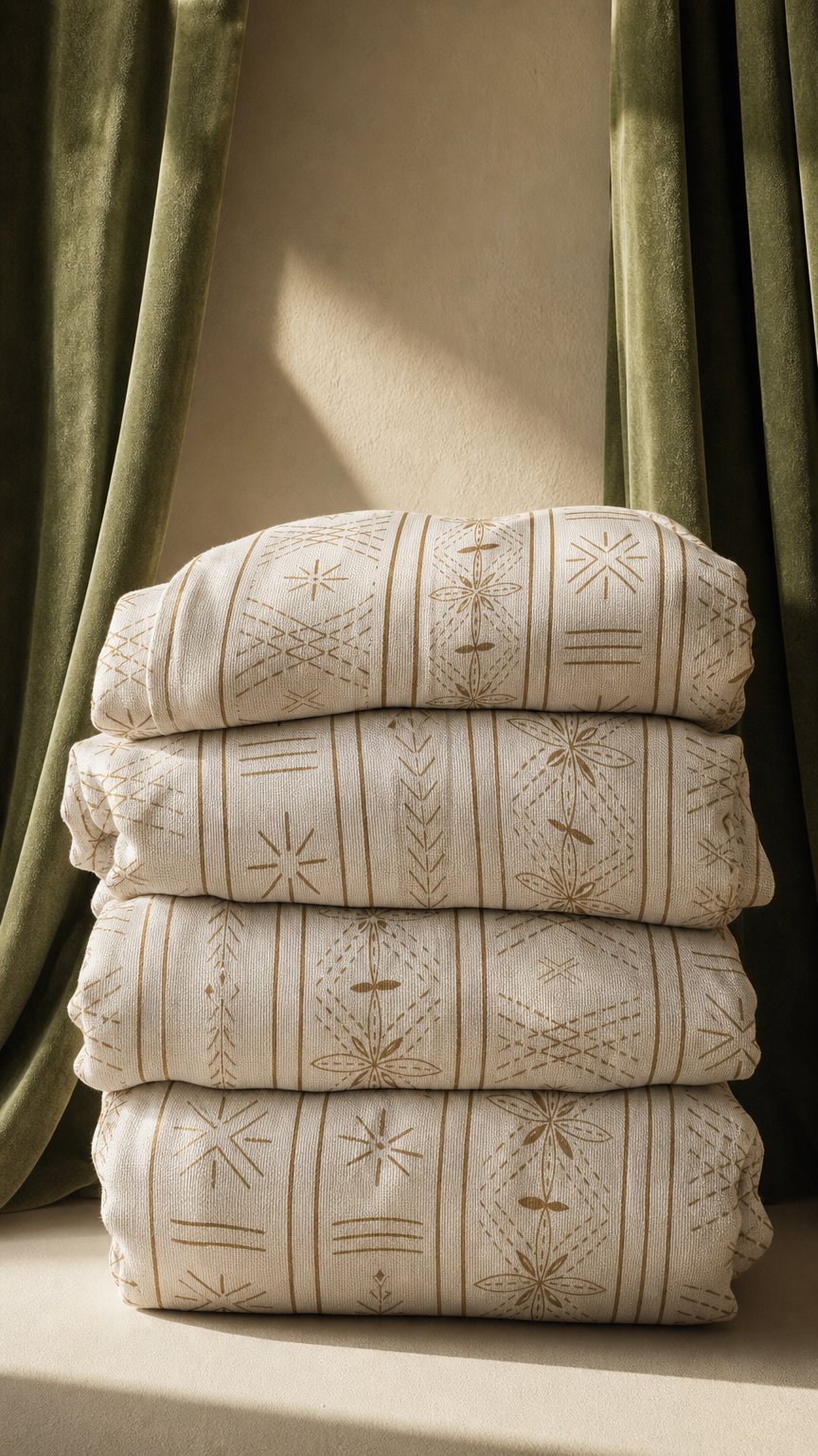 AI product shot of Pasefika Curtains - TAN ON WHITE