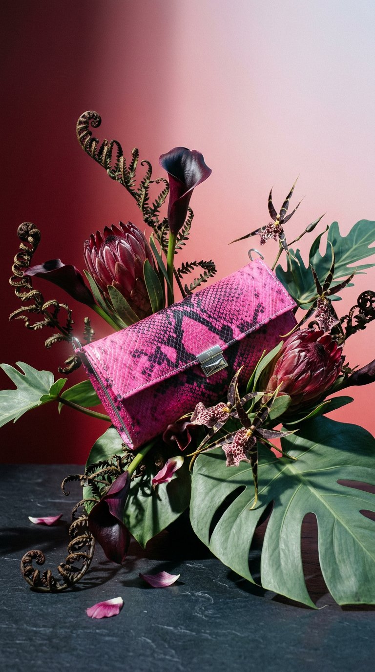 AI product shot of Portemonnaie Lou Pink Snake