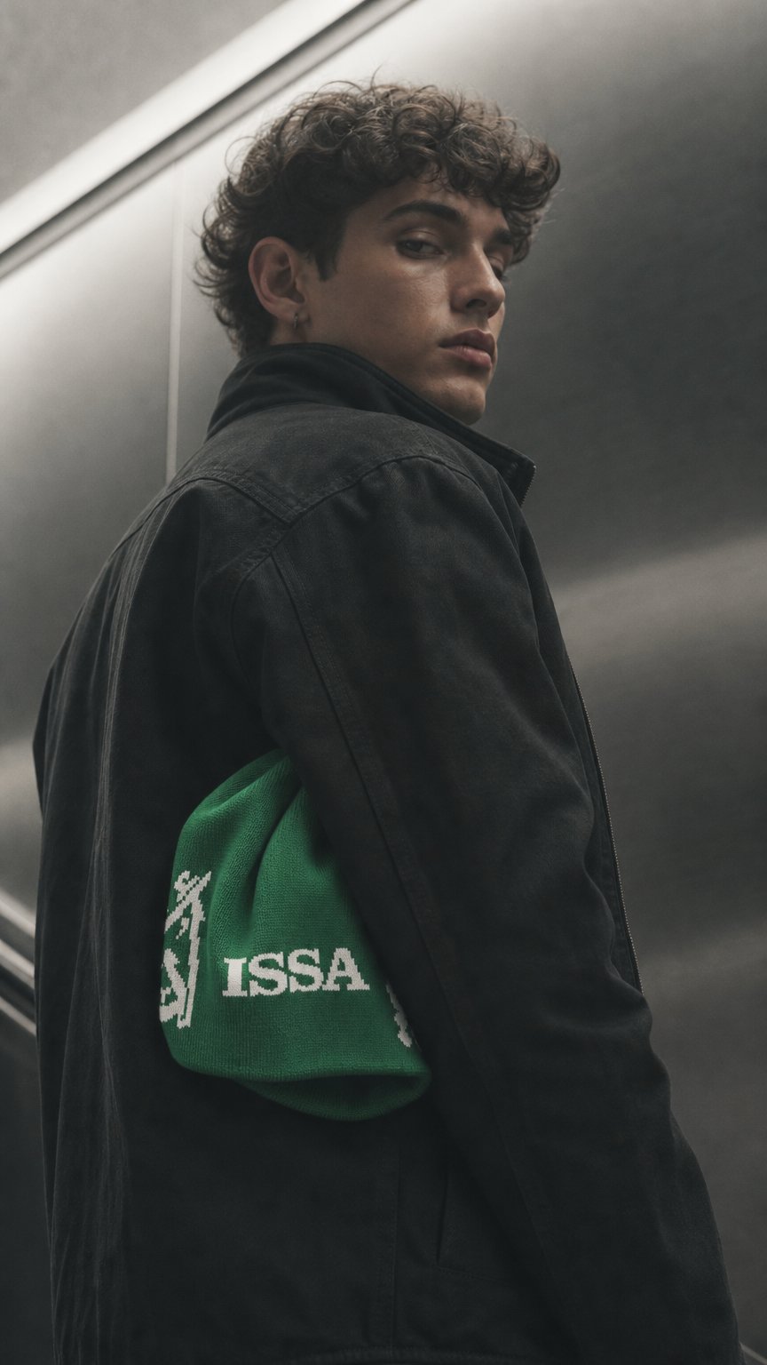 AI product shot of ISSA - GREEN/WHITE BEANIE