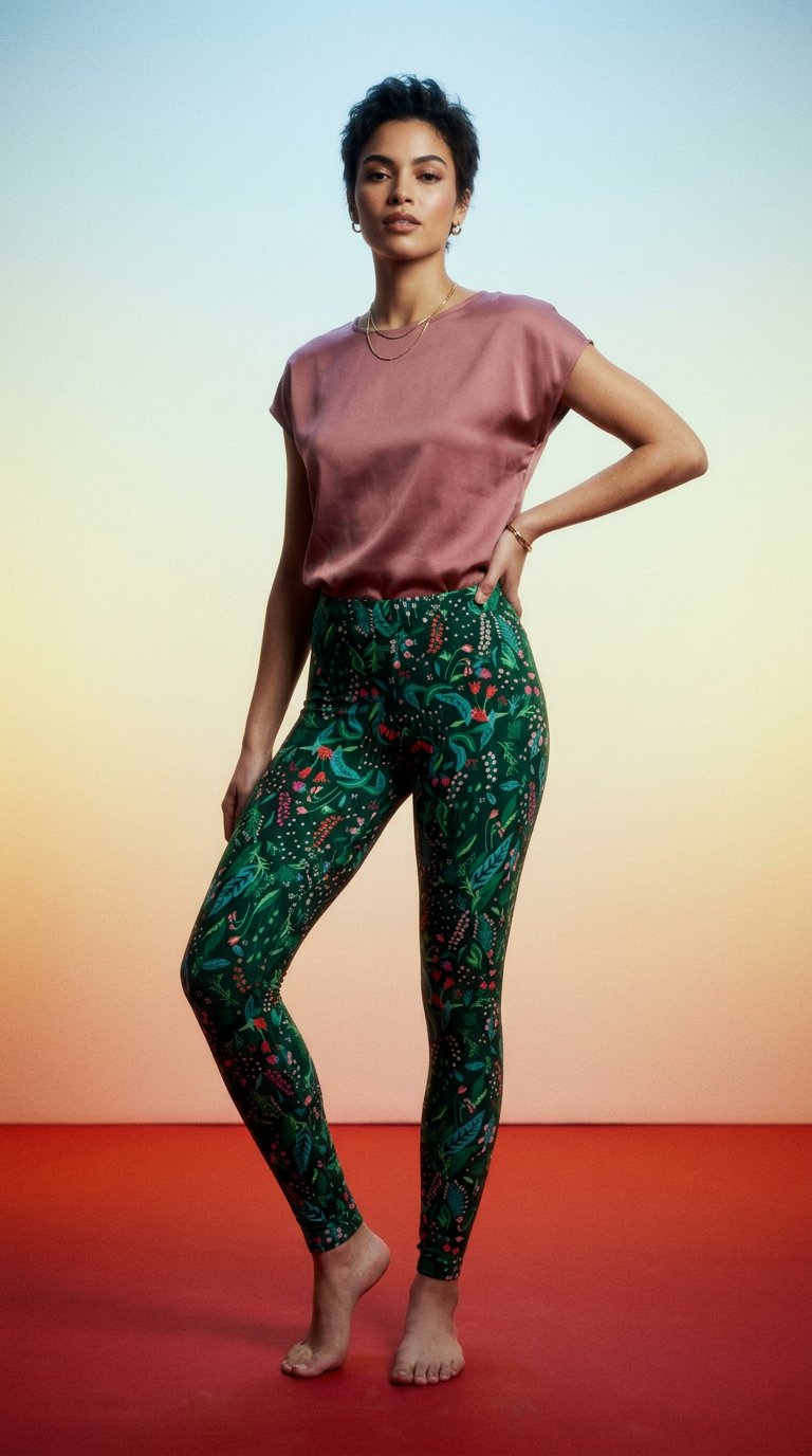 AI product shot of Leggings Flower Power Grün