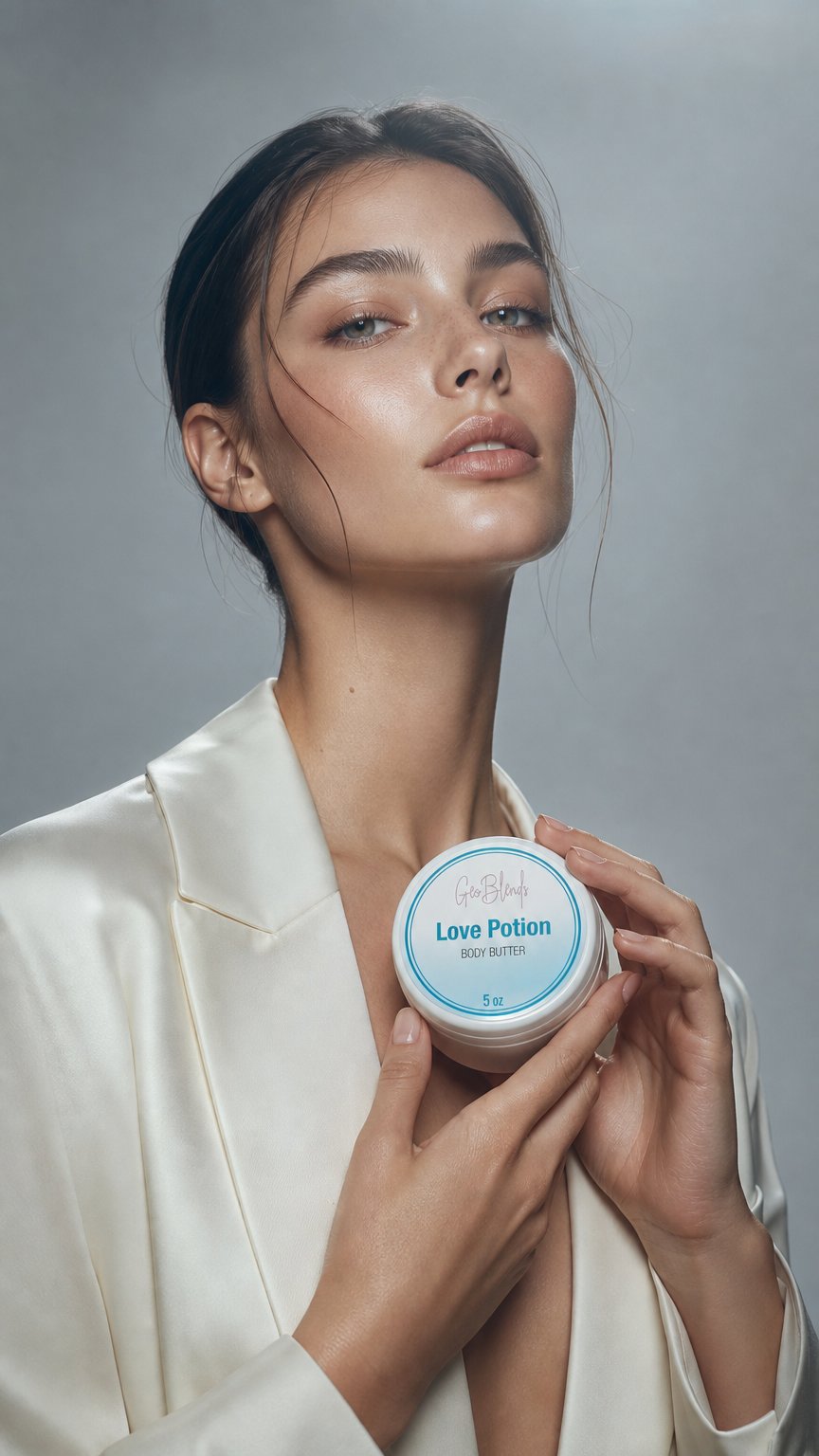 AI product shot of GeoBlends Love Potion Body Butter