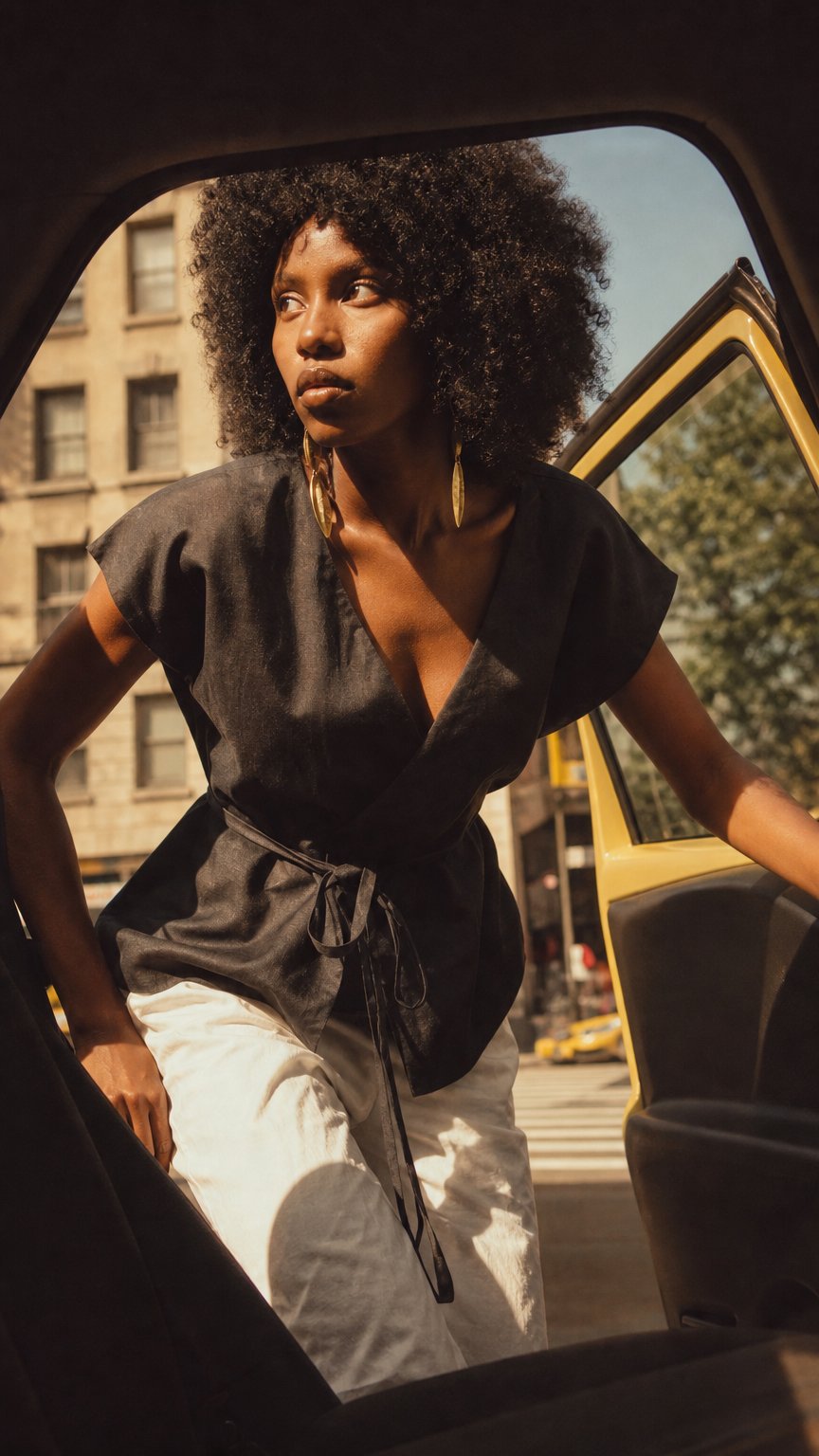 AI product shot of Asili Wrap Top - Black