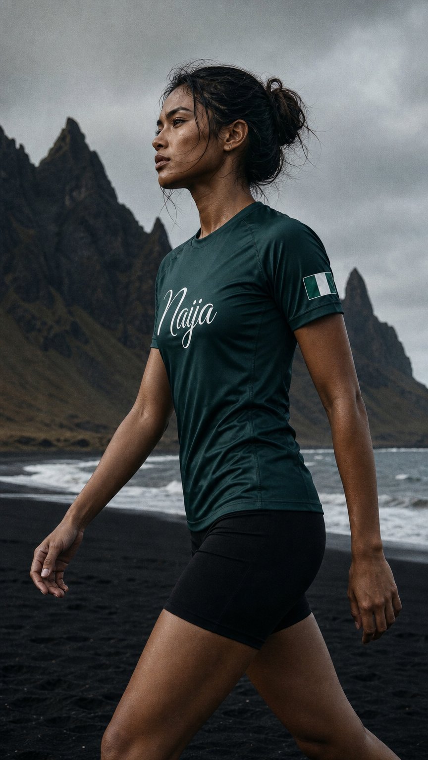 AI product shot of Nigeria Rashguard – KYN Fightwear (MMA / BJJ)