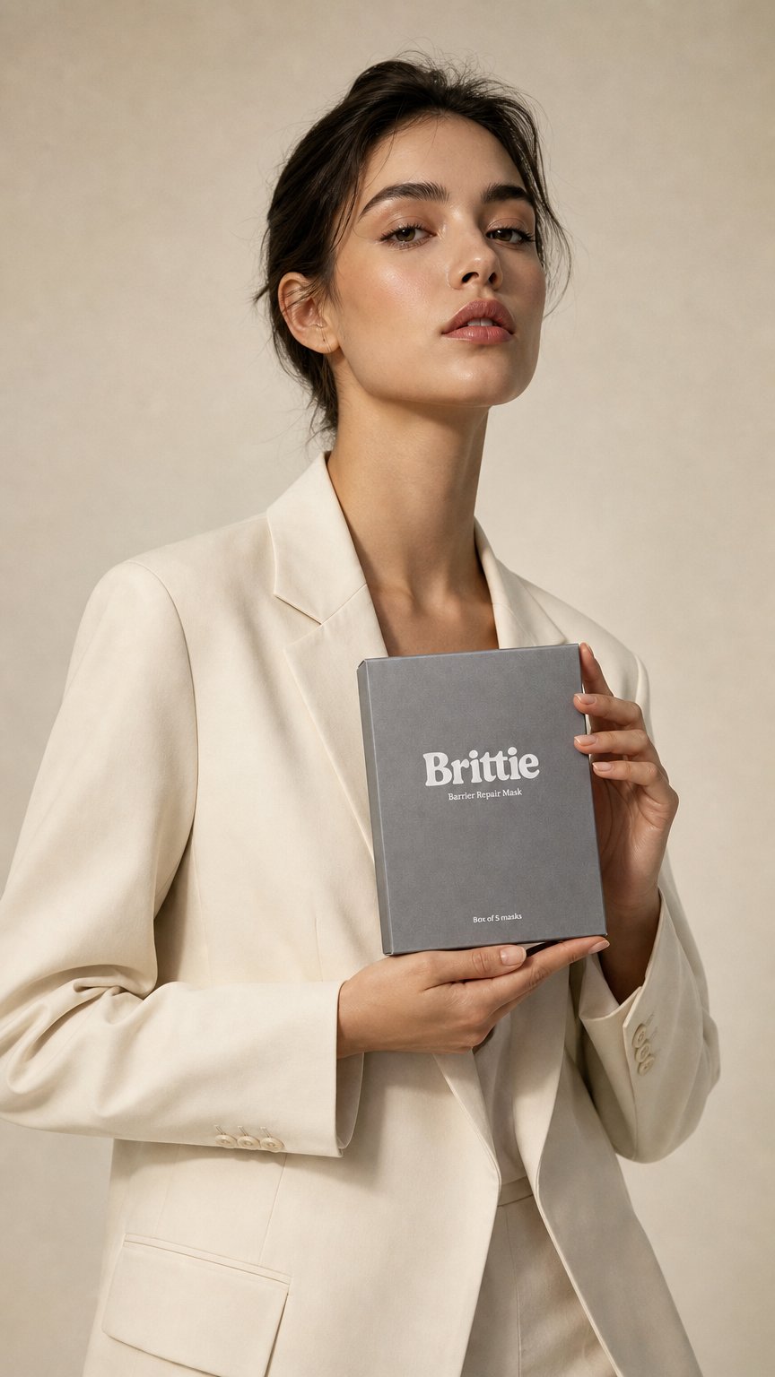 AI product shot of Brittie Barrier Repair Mask | Box of 5