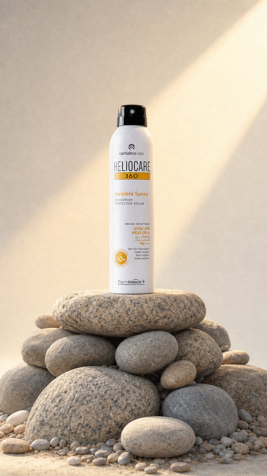 AI product shot of HELIOCARE 360 Invisible Spray SPF 50+