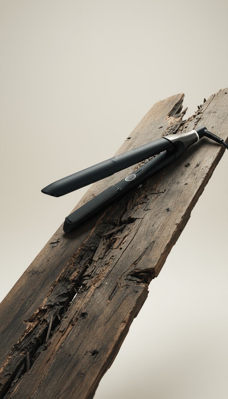 AI product shot of GHD CHRONOS PROFESSIONAL HAIR STRAIGHTENER (26MM PLATE) BLACK