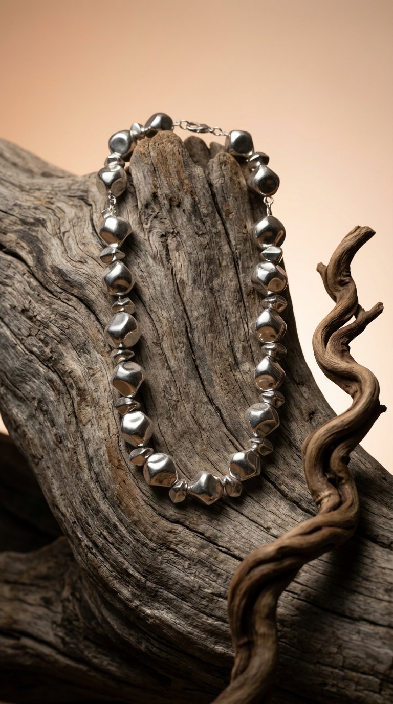 AI product shot of FEDERICA TOSI Lace Mix Stone Silver