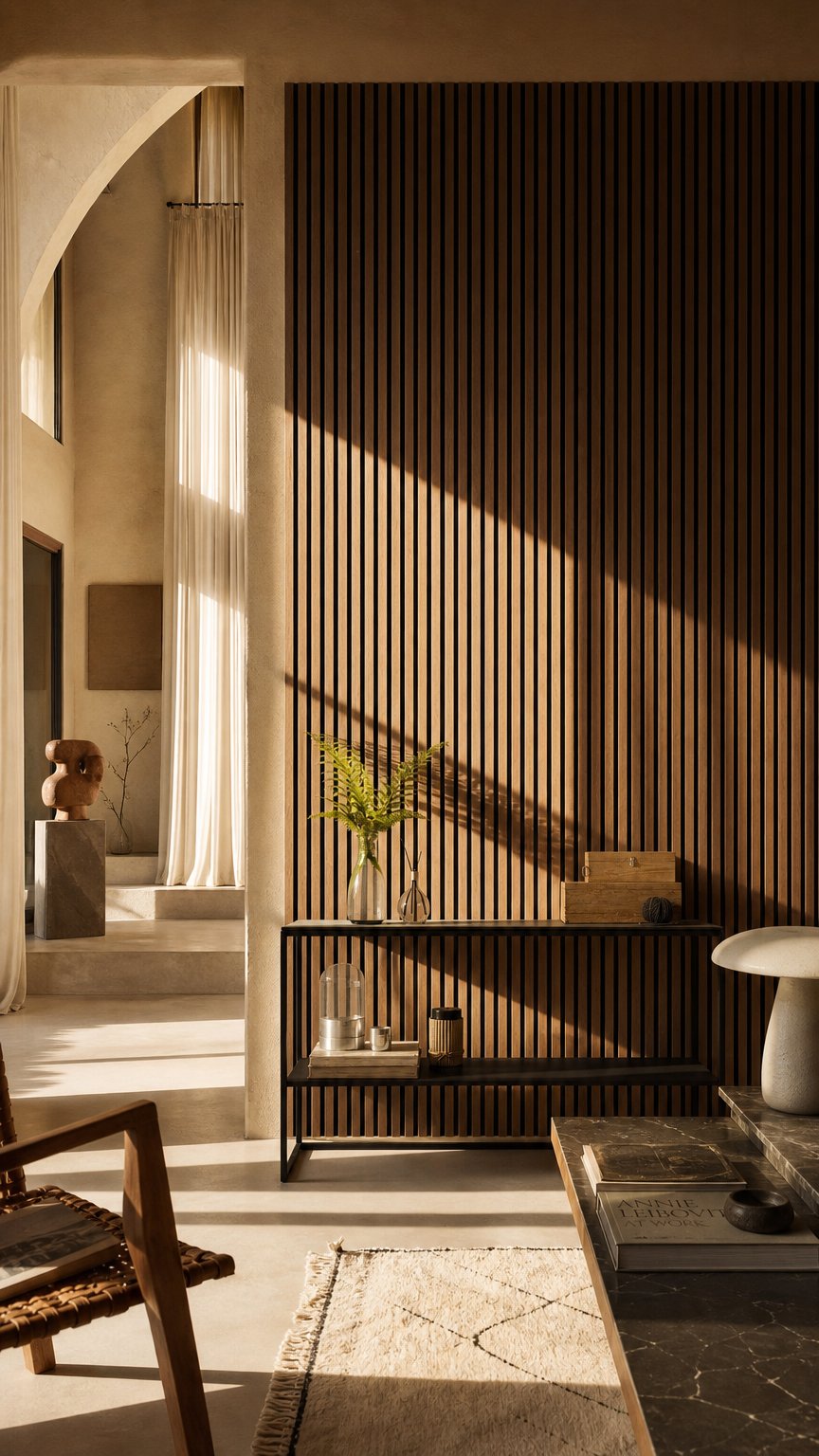 AI product shot of Luxury American Walnut Acoustic Slat Wood Wall Panels | Original Slatpanel®