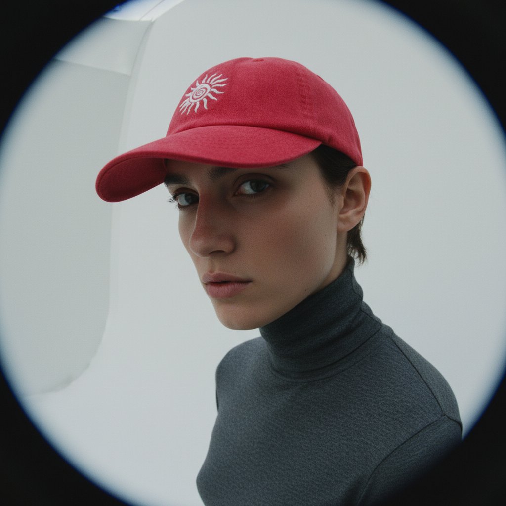 AI product shot of Sun Cap | Stonewash Red
