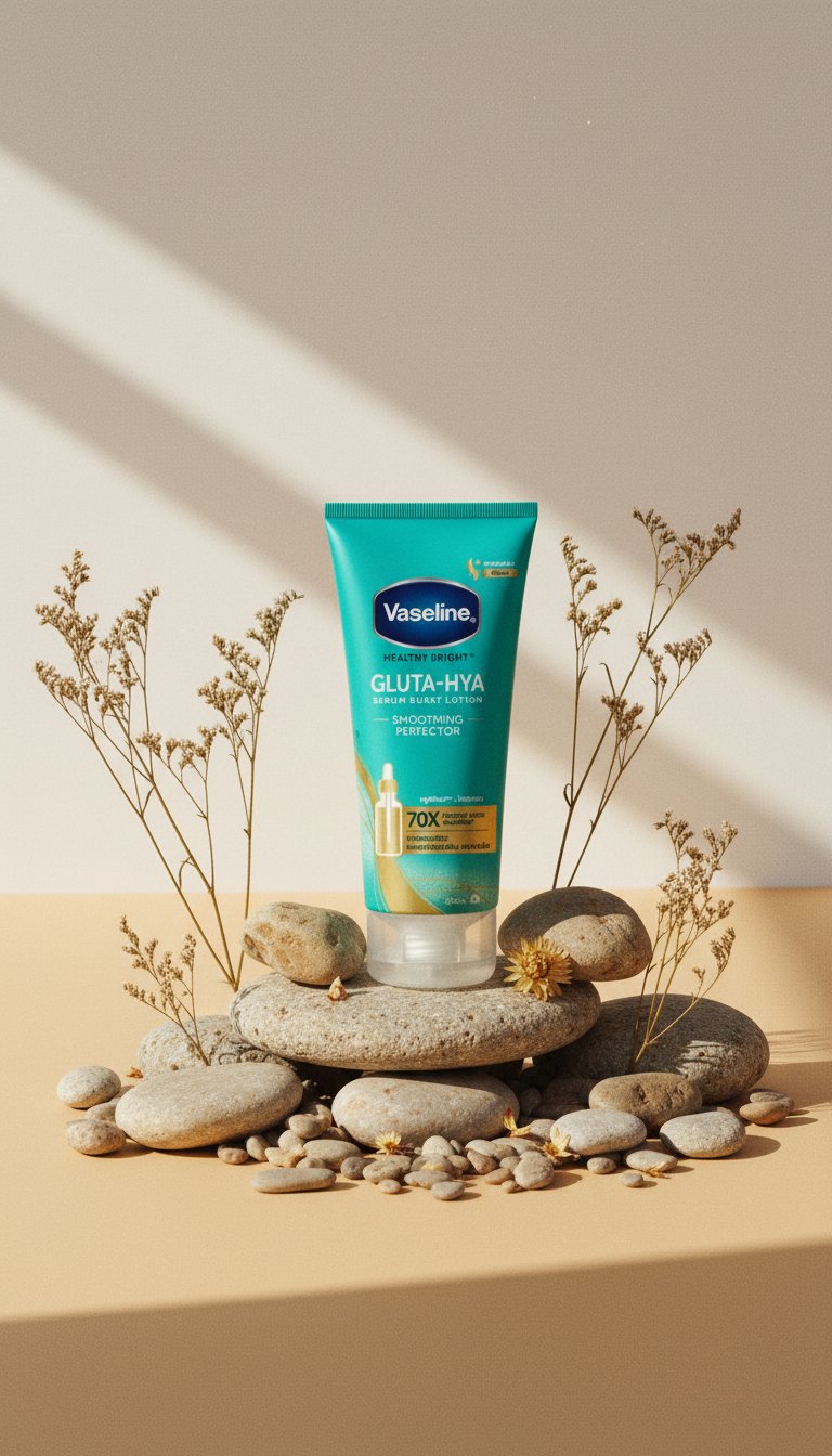 AI product shot of Vaseline Gluta-Hya Serum Burst Lotion Smoothing Perfector 300ml