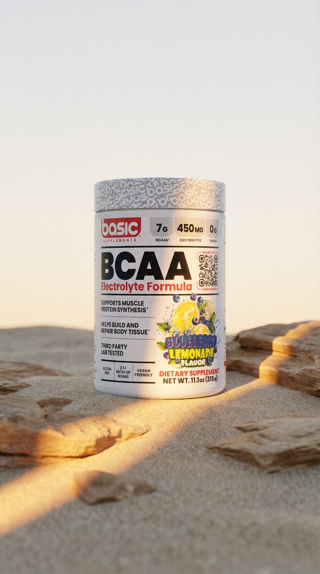 AI product shot of Blueberry Lemonade Basic BCAA