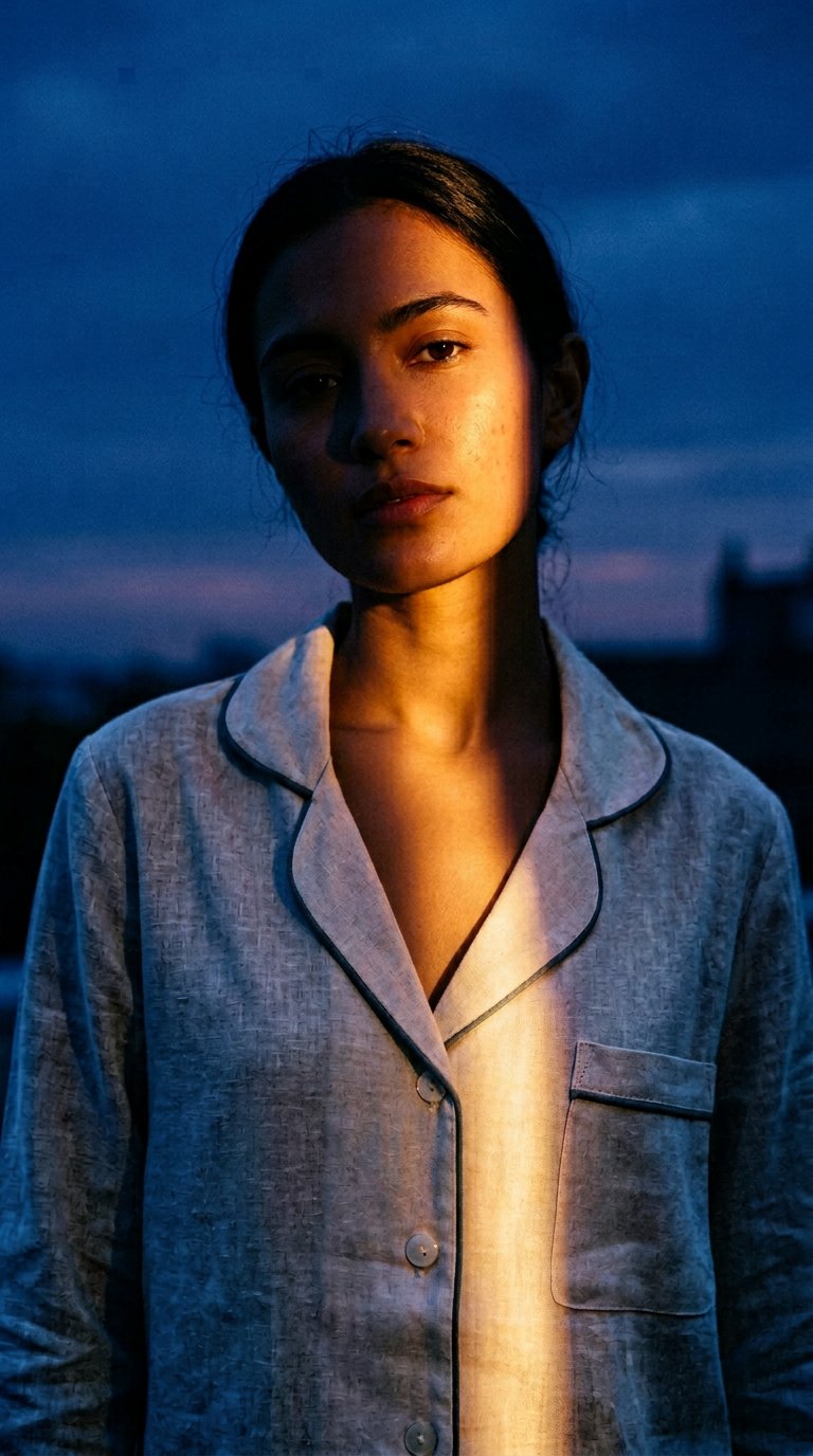 AI product shot of FRENCH LINEN SHORT PAJAMA SET