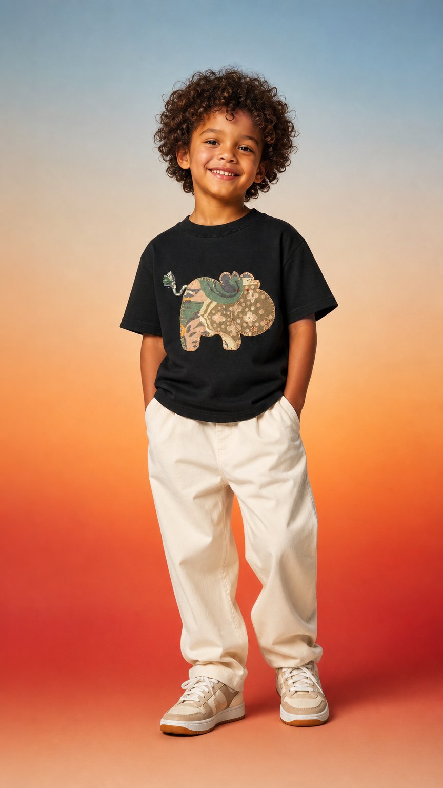 AI product shot of カバ サファリTシャツ