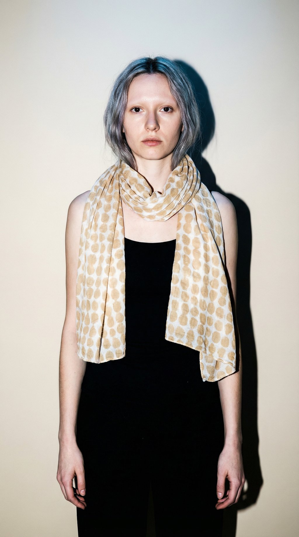 AI product shot of Scarf - Messy Dot Skinny Baked Clay