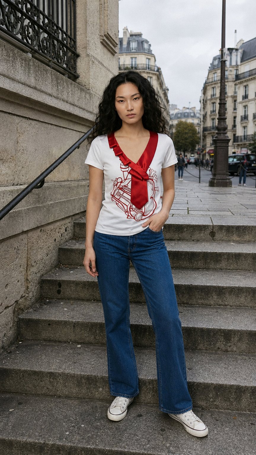 AI product shot of V8 Engine Heart Tee