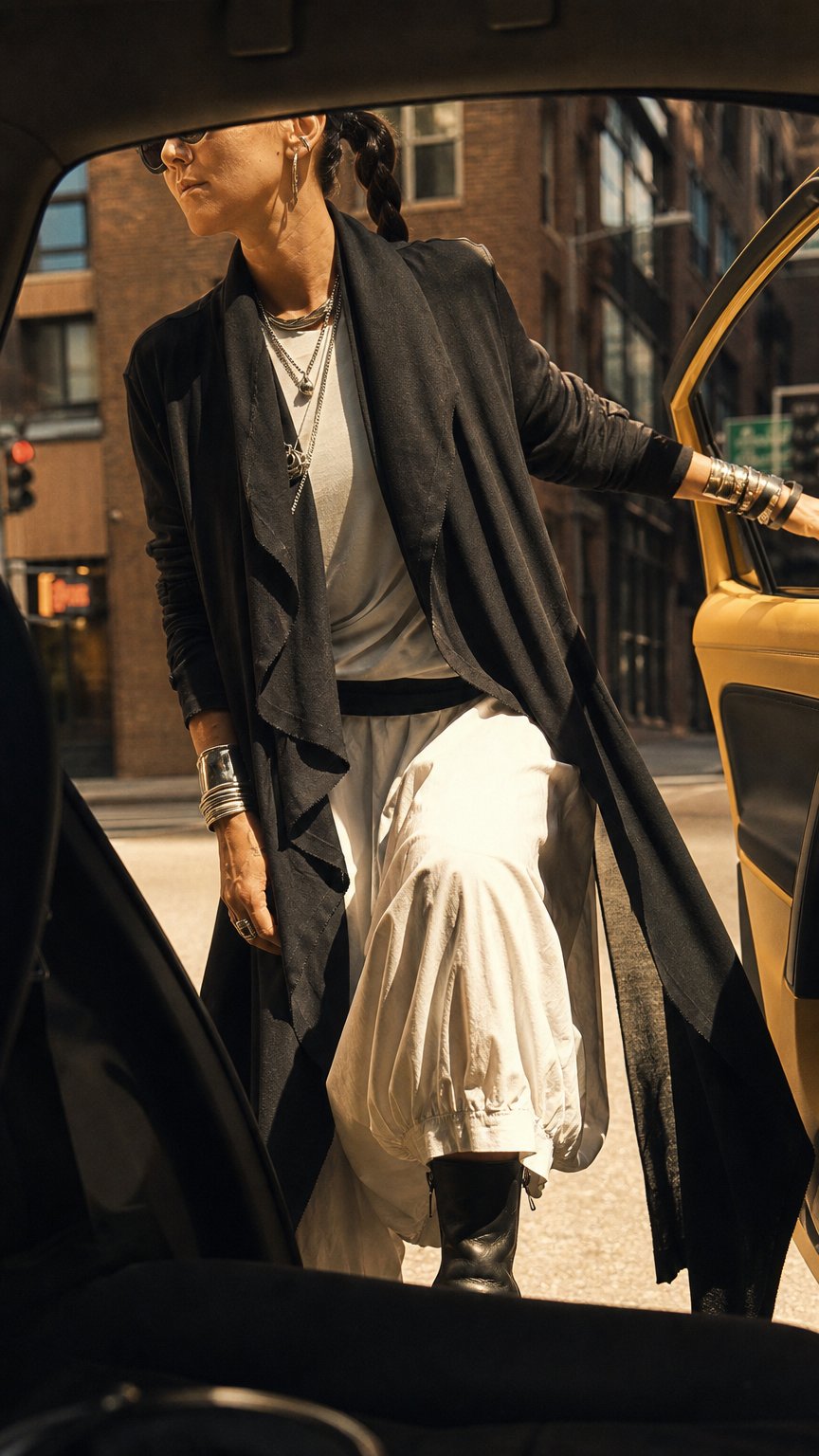 AI product shot of 【NOSTRASANTISSIMA】 ASYMMETRY BACK CROSS CARDIGAN TS24_BLACK
